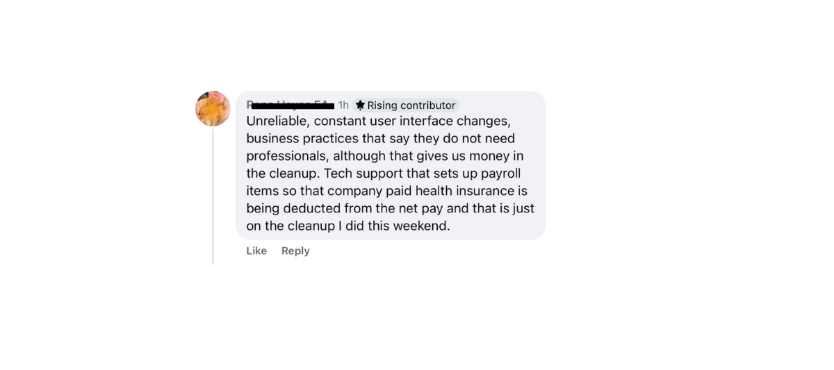 Comment: Unreliable experience with current software