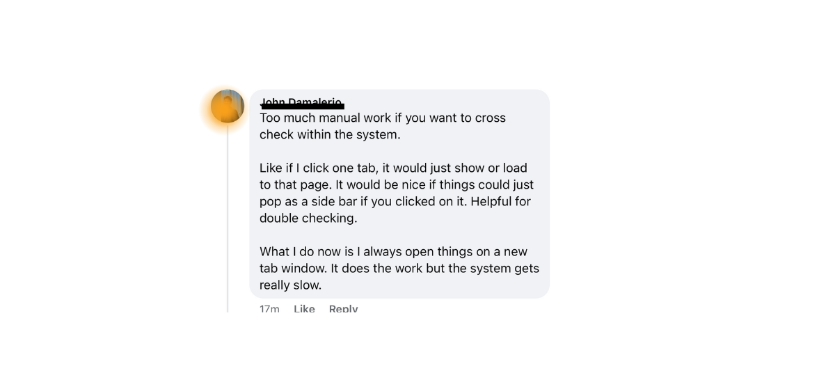 Comment: Too much manual work required